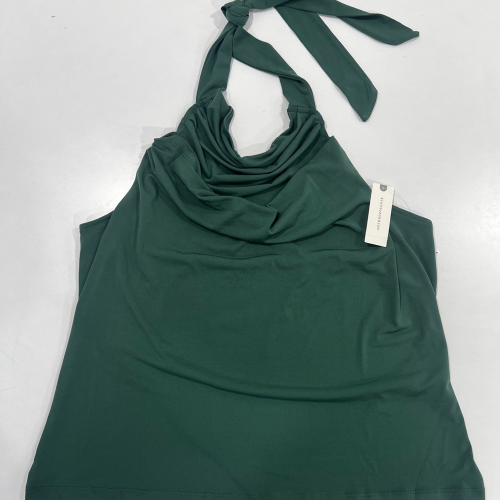 Anthropologie Green Halter Top XL